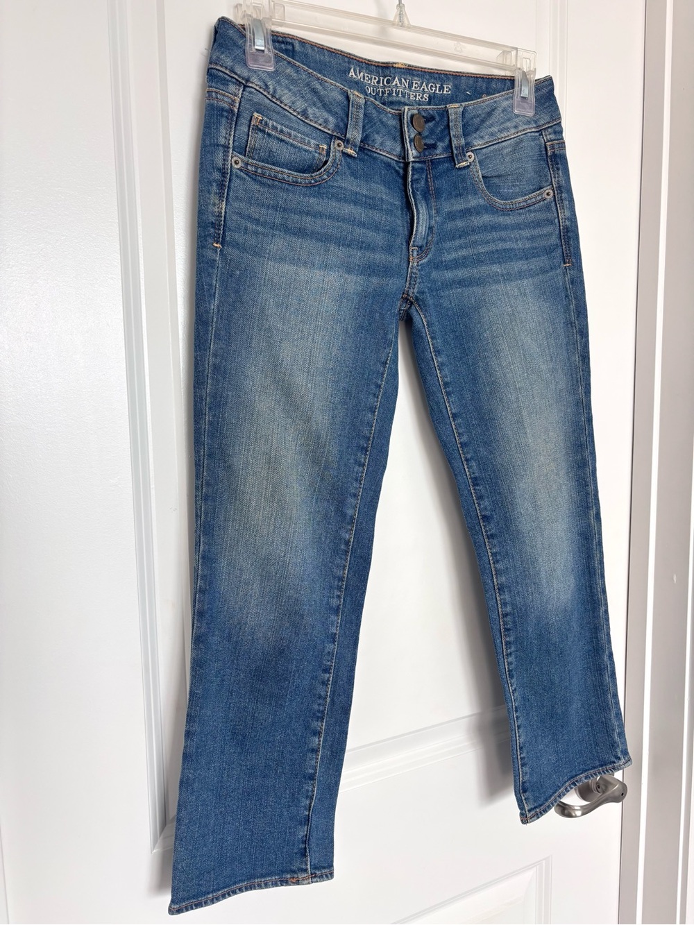 American Eagle Artist Crop Stretch Jeans Size 2 Y2K Low Rise Bootcut Denim 2013